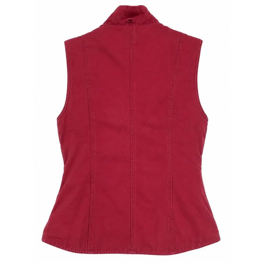 Lakin McKey Red Sherpa Work Vest Womens Small 36 Barn Chore Western Y2K Gorpcore
